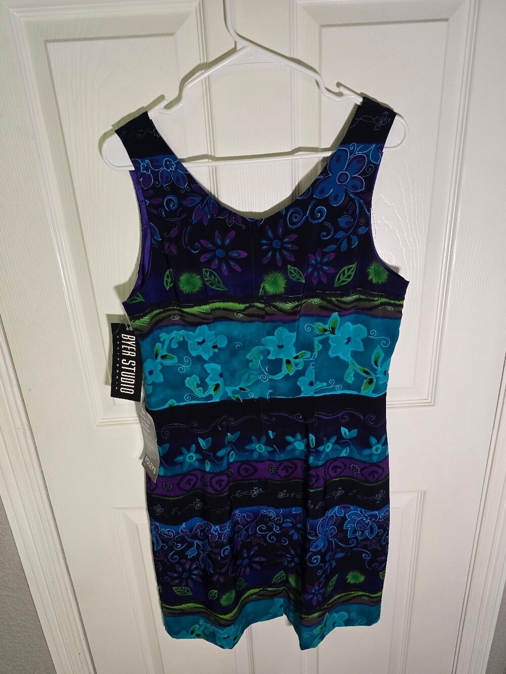 NWT Byer Studio Womens Floral Striped Tank Knee Length Dress Size 14